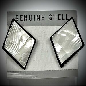 New Condition Genuine Shell Diamond Shaped Vintage Earrings